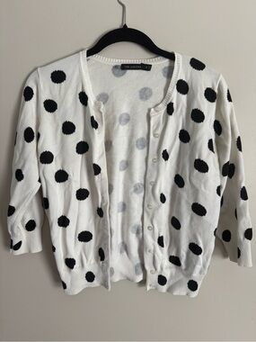 The Limited White and Black Polka Dot Cardigan